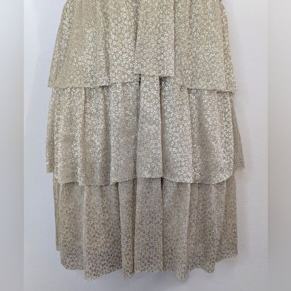 Lilly Pulitzer Ruffle Gold Maximalist Boho Feminine Chic Cocktail Dress NWT S - Picture 6 of 12